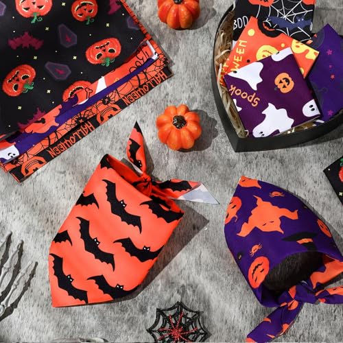 200 Pcs Halloween Dog Bandanas Bulk (Black, Orange, Purple / Halloween)