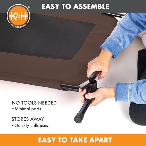 K&H Outdoor Elevated Dog Bed for Large & X (Chocolate/Black Mesh / X-Large 50"L x 32"W)
