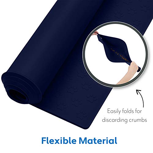 100% Waterproof Dog Food Mat (Navy / 24"L x 16"W)