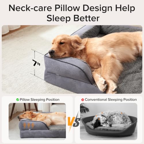 L Plus Orthopedic Dog Bed for Large Dogs (Dark Grey / L- PLUS (38"x 28"x 7"))