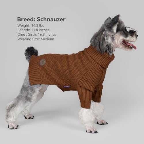 Dog Sweater Long Sleeve Warm Knit Sweaters for Small Dogs Boy Girl (Brown / Large)