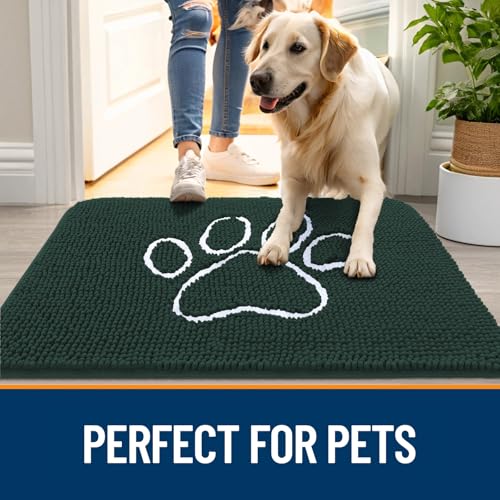 Dog Door Mat for Muddy Paws 47x32 (Blackish Green / 47" X 32")