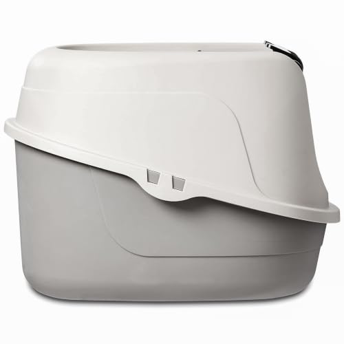 No Mess Hooded Enclosed Cat Litter Box with Odor Control and Swinging Door (Standard (Pack of 1))