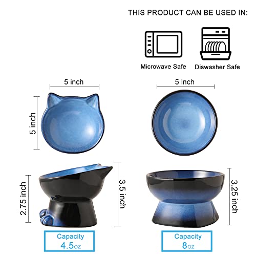 Elevated Cat Bowls (4.5 OZ+8 OZ / Blue & Black)