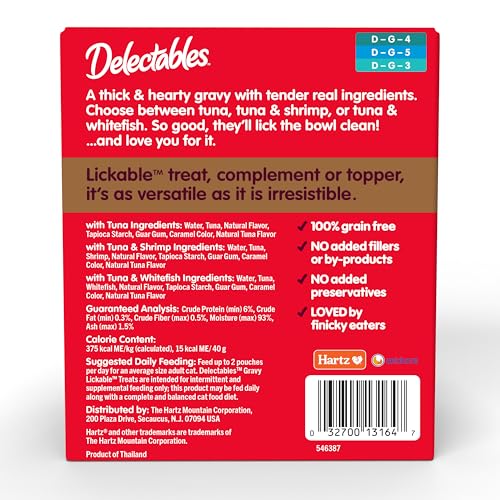 Lickable Treat Gravy Seafood Variety Wet Cat Treat & Food Topper (1.4 Ounce (Pack of 12))