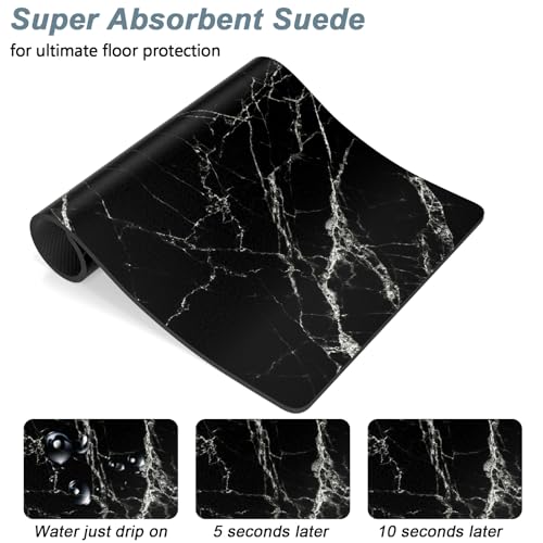 Dog Food Mat 16" x 24" Marble Absorbent Dog Cat Bowl Mat for Food and Water (Black Marble / 16"L x 24"W)