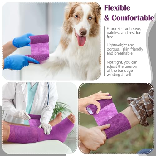 36 Pcs Self Adherent Bandage 4" X 5 Yard Wrap Breathable (Purple / 4" X 5 Yard)