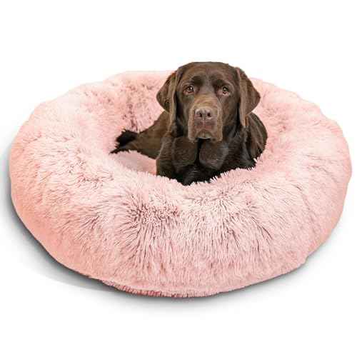 Original Calming Donut Dog Bed (Cotton Candy Shag / Large)