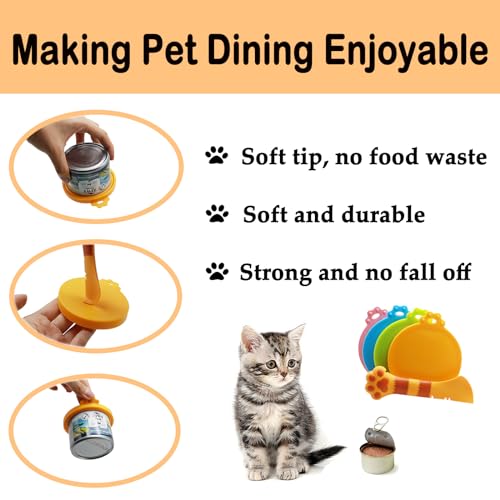Food Can Spoon & Lids (4-Pack + Orange Spoon)