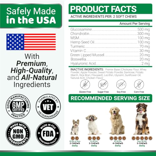 Hemp Hip and Joint Supplement for Dogs (Hemp Hip & Joint Chews / 170 Treats)
