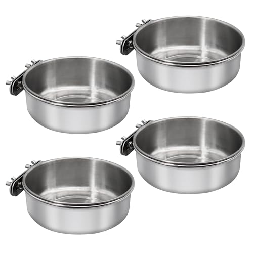 Stainless Steel Bird Feeding Dish Cups (Medium / 4 Pack)