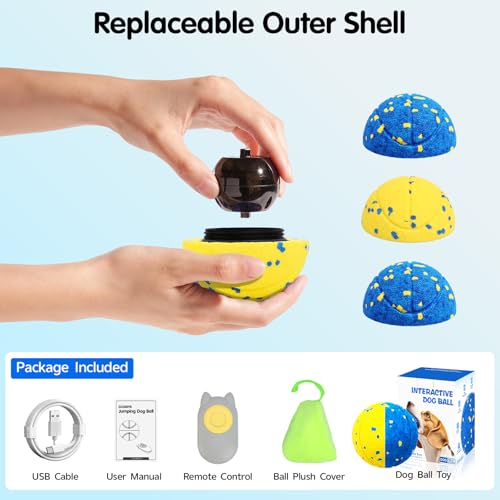 Dog Ball Smart Interactive Dog Toy with Remote Control (Blue+Yellow)