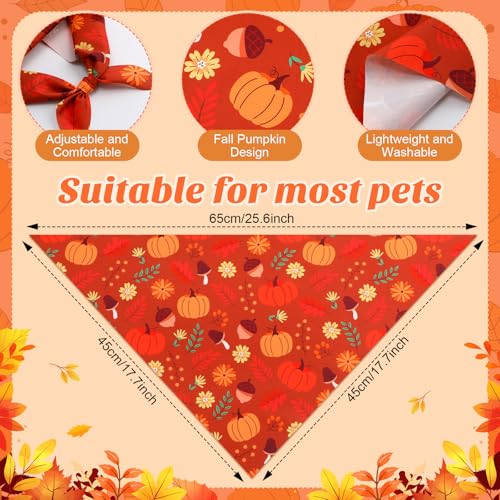 100 Pieces Thanksgiving Dog Bandanas Bulk Fall Autumn Pet Bandanas with Pumpkin Patterns Triangle Scarf Bib Kerchief Set for Small Large Dog Costume Accessories (Pumpkin / 25.6 x 17.7 x 17.7")