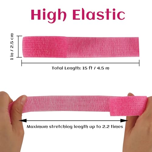 24 Rolls Elastic Self Adhesive Bandage Wrap 1 Inch (1 Inch-24 Count Hot Pink)