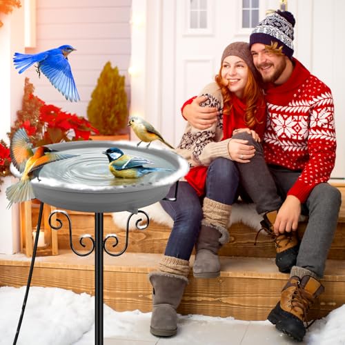 Heated Bird Bath for Outdoors Winter (Gray)