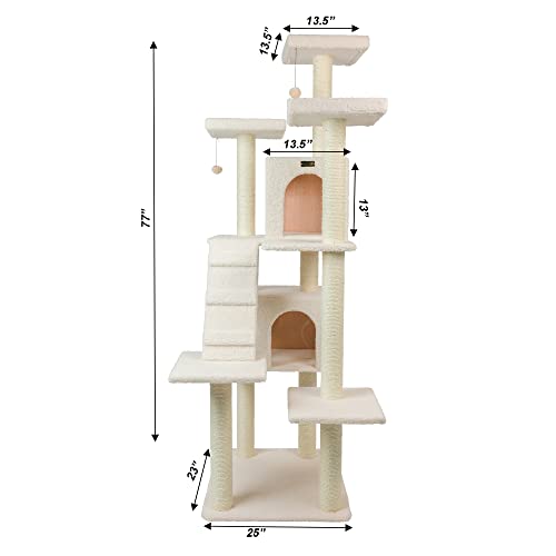 Cat Tree Model B7701 (36"(L)X31"(W)X77"(H) / Ivory)