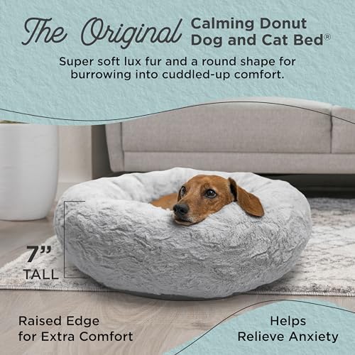 Original Calming Donut Dog Bed (Gray Lux / Small)