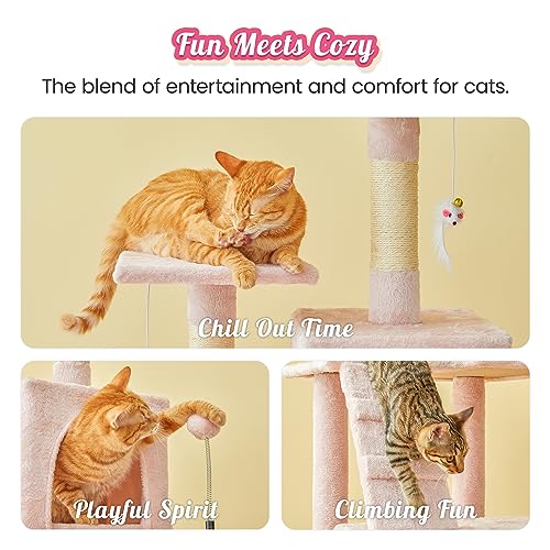 63.8 Inch Pink Cat Tree for Indoor Cats (63.8 in / Pink)