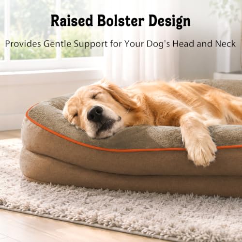 Orthopedic Waterproof Dog Bed for Large Sized Dogs (Coffee / 45"L x 35"W x 7.5"Th)