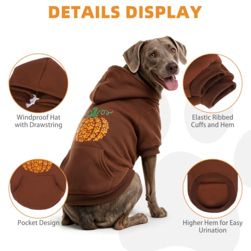 Fall Dog Clothes Thanksgiving Pet Hoodie Sweater for Large Dogs (Brown / Large)