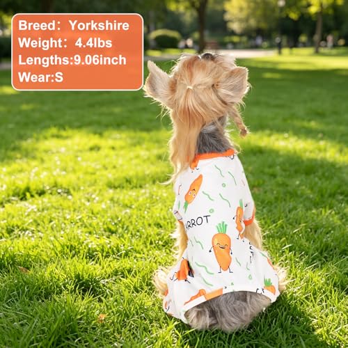 Dog Pajamas Pjs Summer Dog Clothes for Small Dogs Girl (Carrot / Small（3-5 lb))