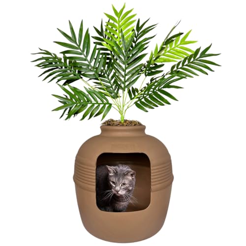 Original Hidden Litter Box Planter (Palm Plant / Base Kit / Terracotta Brown)