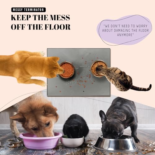 32x24 Waterproof Silicone Dog Food Mat (Grey / 32" x 24")