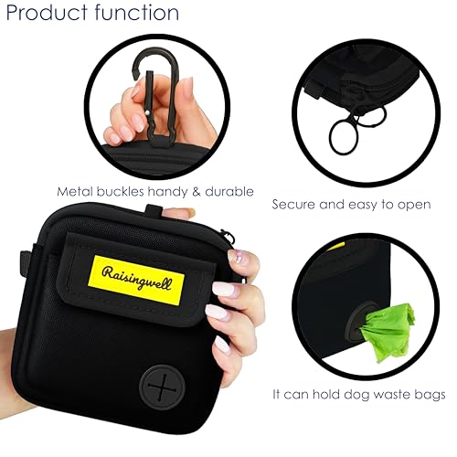 Dog Treat Pouch for Pet Walking and Training with Clicker (Two Bag / d1.Black1)