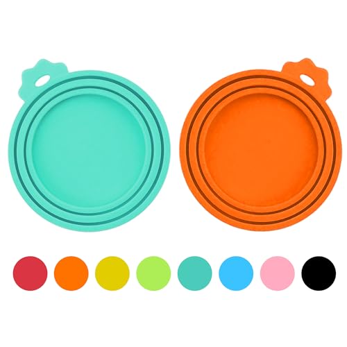 2 Pack Pet Food Can Covers (Teal/Orange)