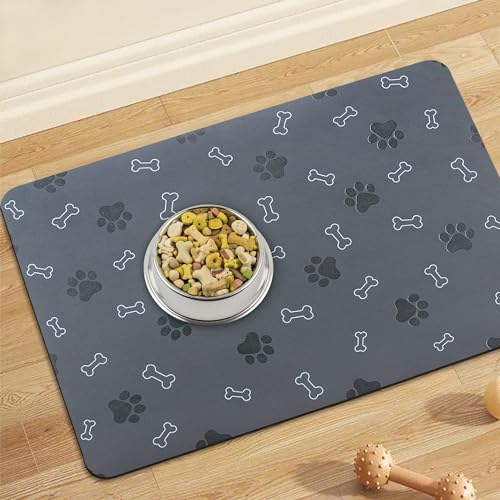 Pet Cat Dog Food Mat Non Slip Mat for Dog Water Bowl Mat Quick Dry Absorbent Cat Feeding Mat