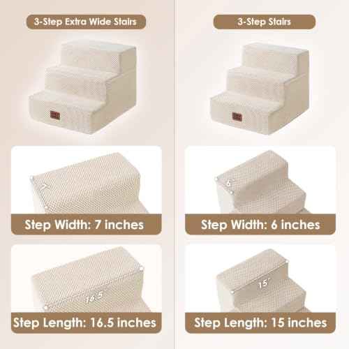Dog Stairs 13.5" H (Beige / Extra Wide 16.5" x 21" x 13.5")