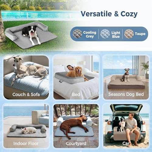 Medium Dog Cooling Bed for Sofa (Cooling Grey / 35"L x 31"W x 4.5"Th)