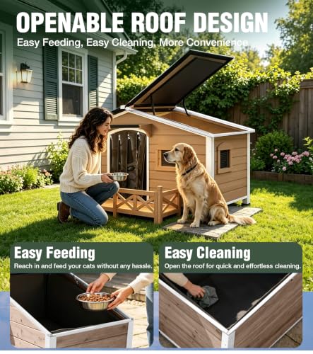 Dog House Outdor with Reinforced Iron Frame and Front Porch