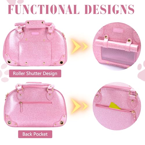 Dog Carrier Purse (15.3"L x 8.1"W x 10.0"H / Bling Pink)