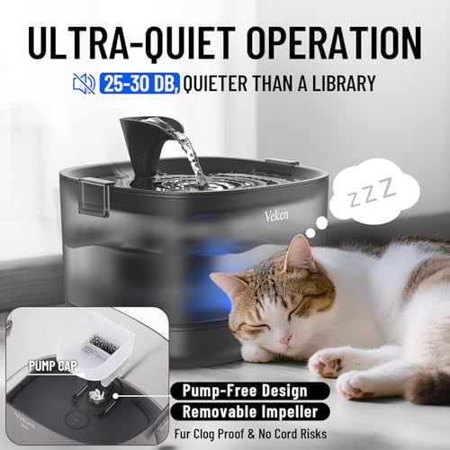 85oz 2.5L Cat Water Fountain with Detachable Tank (Black)
