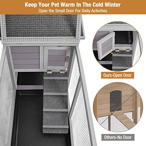 2 Story Rabbit Hutch for 2 (93.7"L x 22.6"W x 33.5"H)