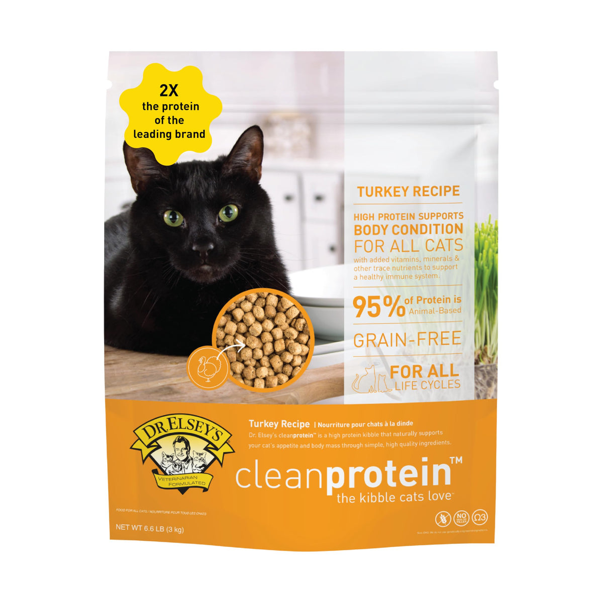 cleanprotein Turkey Cat Kibble 6.6 lb Bag (6.6 Pound (Pack of 1))