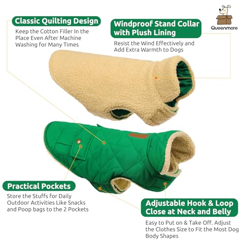 XS Warm Dog Coat Cold Weather Puffer Vest Quilting Winter Jacket (X-Small / Forest Green)