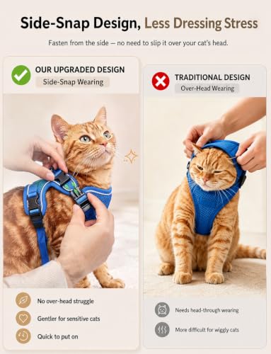 Cat Harness and Leash Set (H600 Pro Blue / Small (7-12lb))