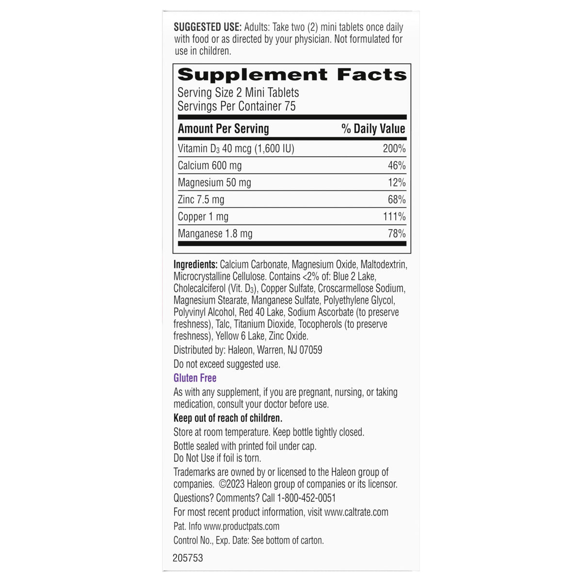 Minis 600 Plus D3 Vitamin D and Calcium Supplement Tablets (150 Count (Pack of 1) / Tablets)