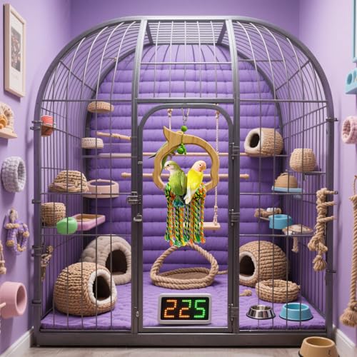 Wooden Bird Swing Toy with Rope Perch (colorful)