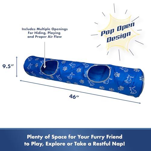 NFL Detroit Lions Cat Tunnel Tube Toy with Plush Football Catnip and Feathers Collapsible Tunnel for Cats to Play (Detroit Lions)