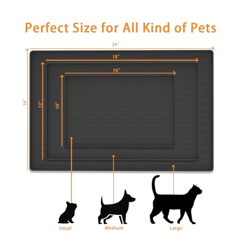 24" x 16" Dog Food Mat (Black / 24"L x 16"W)