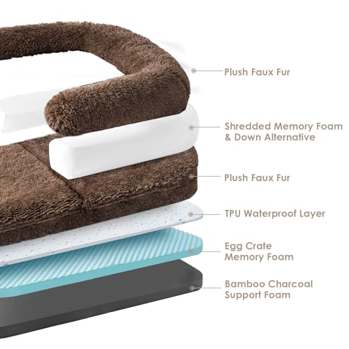 Foldable XXL Dog Bed for Large Sized Dog (54x38x7.5(Folded 38x27) / Brown)