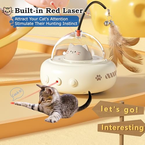 2-in-1 UFO Automatic Laser Interactive Cat Toy with Feather