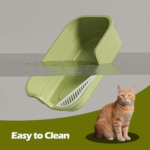 Extra Large Cat Litter Box with High Sides (White)