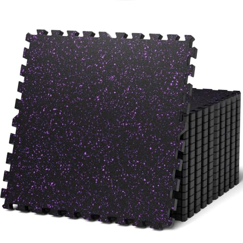 0.79" Thick Gym Flooring for Home Gym (Black/Purple / 48 Sq Ft (12 Tiles))
