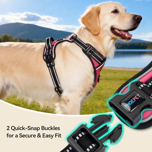 Reflective Dog Harness No Pull Large Breed Vest (Extra Large / Pink)