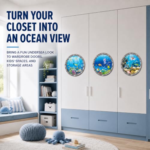 Ocean Animals World Under Sea Decor Turtles Dolphins Fishes Sharks Coral 9p (Blue 08)