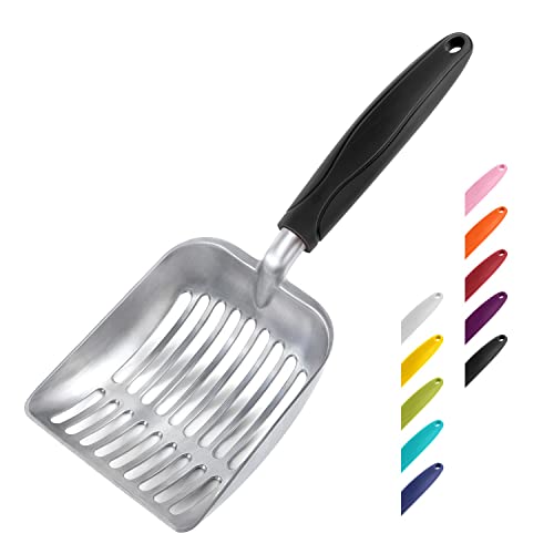 Cat Litter Scoop (Small / FLAT Aluminum \ #06 Black Handle)